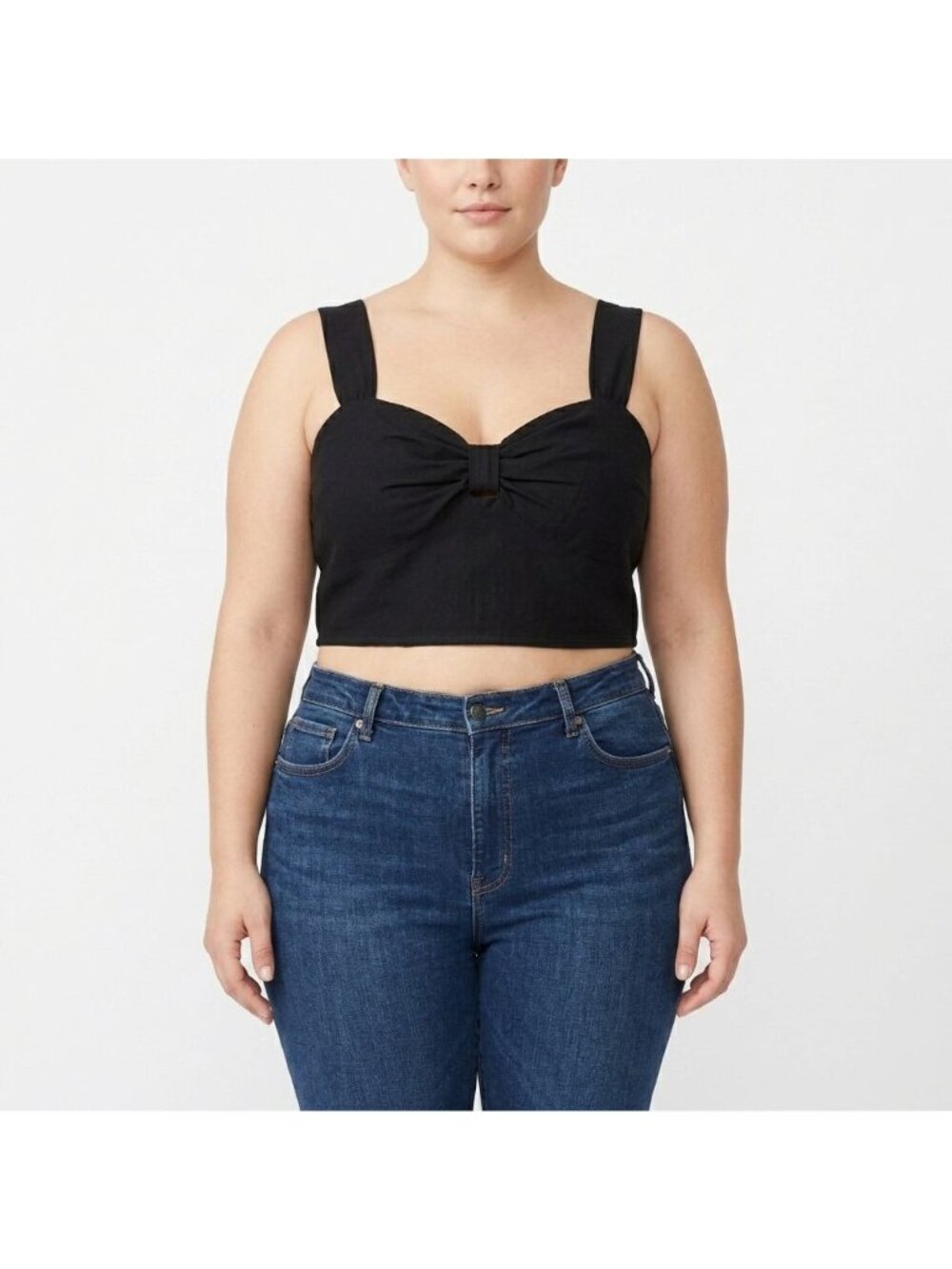 Midnight Sky Black Sleeveless Smocked Crop Top Size L Festival Summer Vacation